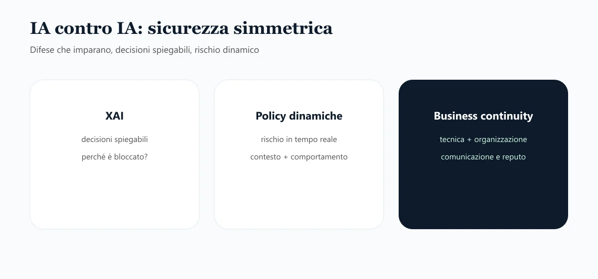 Tre pilastri della sicurezza simmetrica: XAI, policy dinamiche e business continuity
